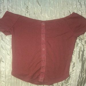 pink off the shoulder crop top